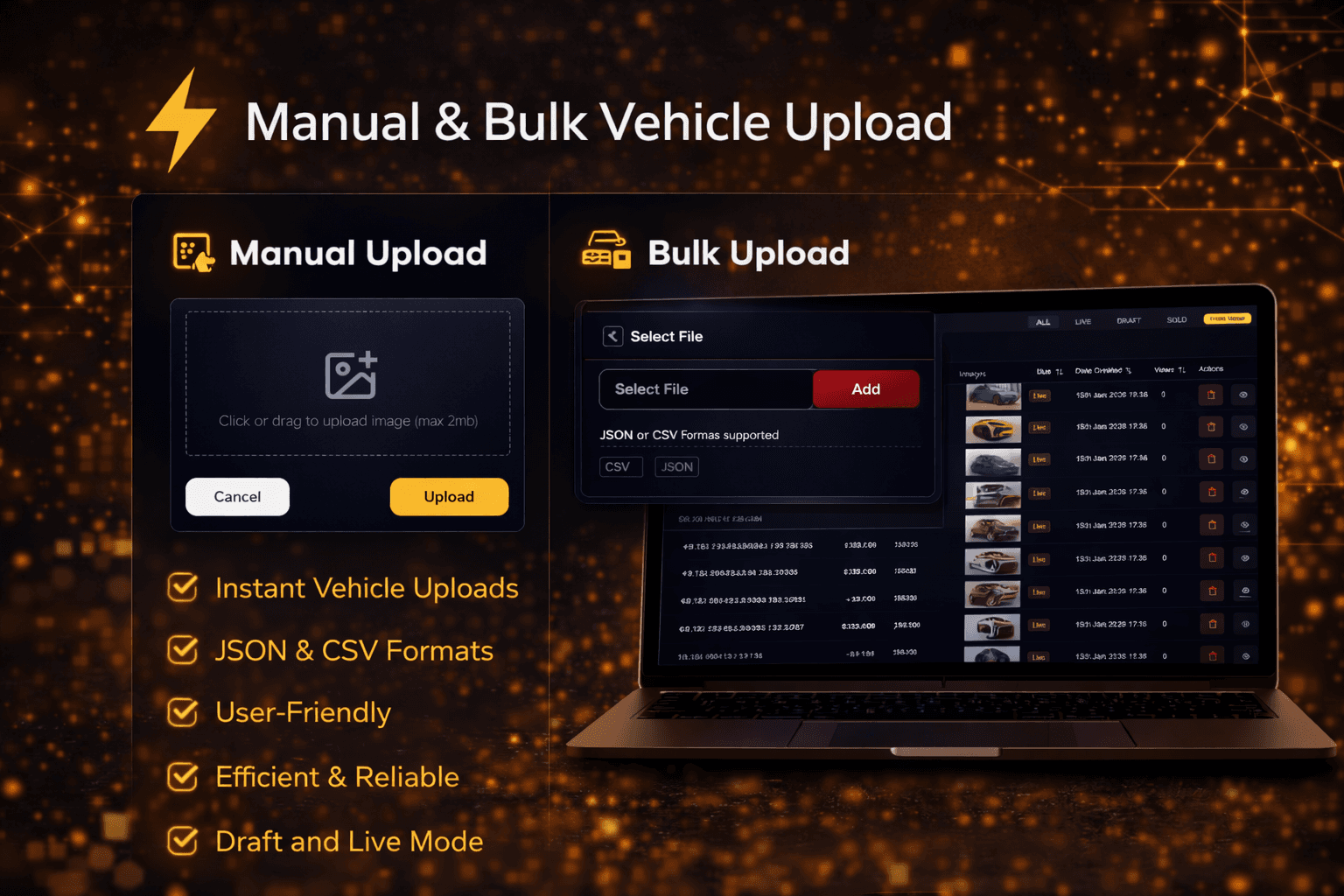 Admin inventory management – manual and bulk uploads